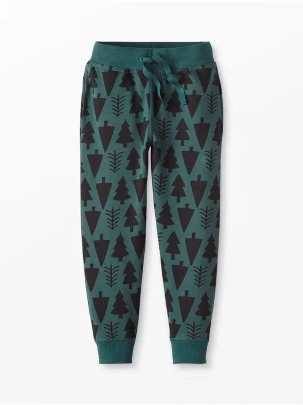 Hanna Andersson Holiday Print Sweatpants Frozen Forest Evergreen Tree Youth 6-7